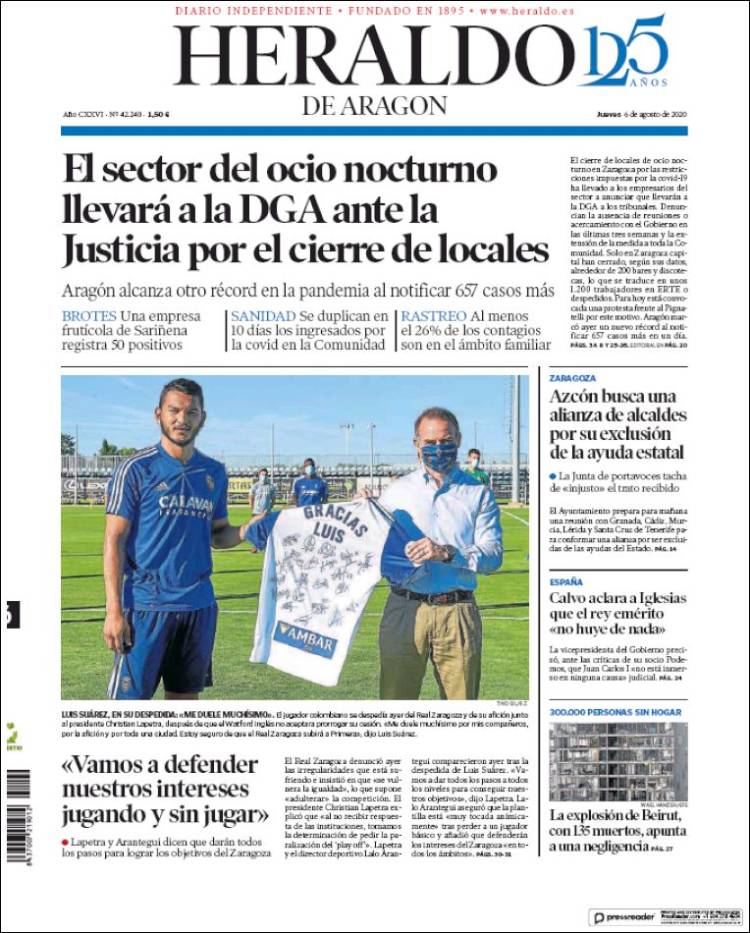Portada Heraldo de Aragón