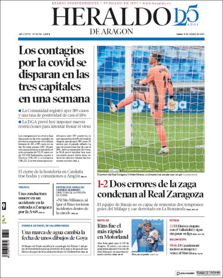 Portada Heraldo de Aragón