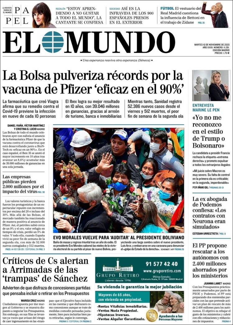 Portada de EL MUNDO Hoy, edición impresa periódico