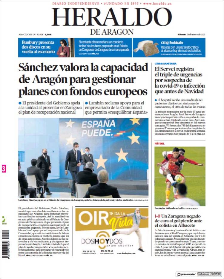 Portada Heraldo de Aragón