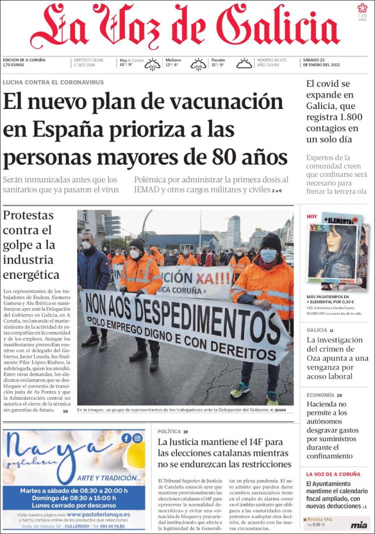 Portada La Voz de Galicia
