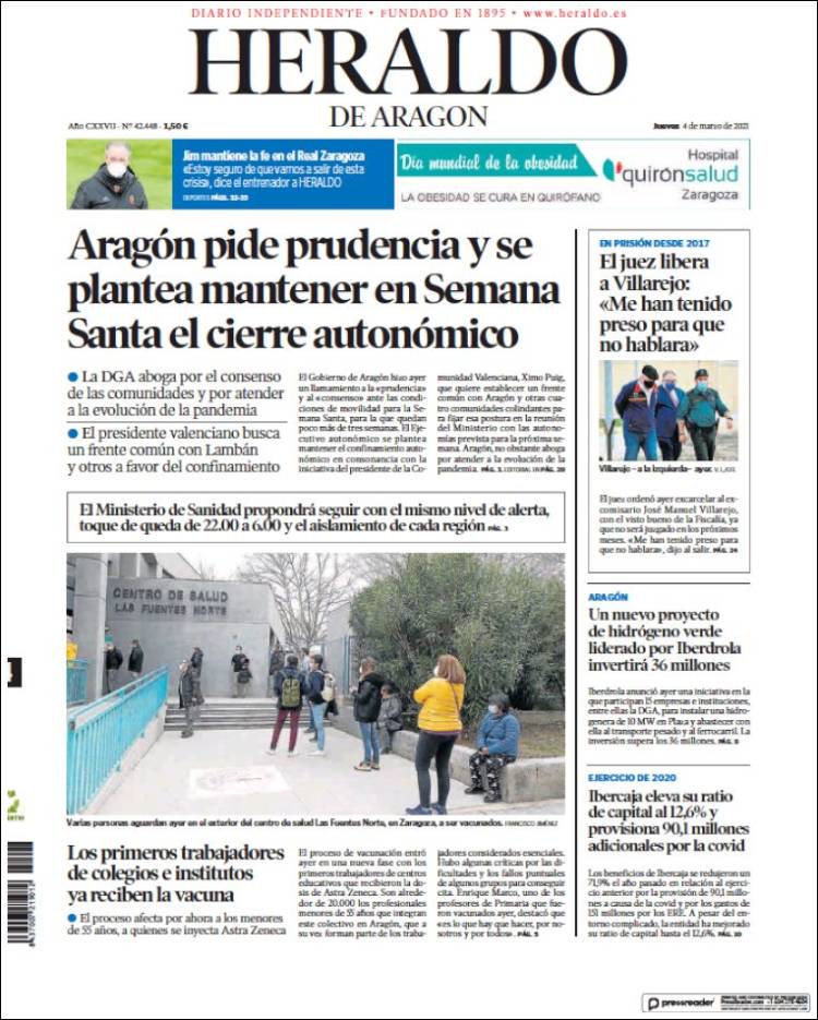 Portada Heraldo de Aragón