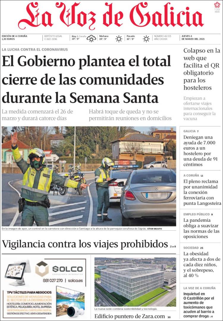 Portada La Voz de Galicia