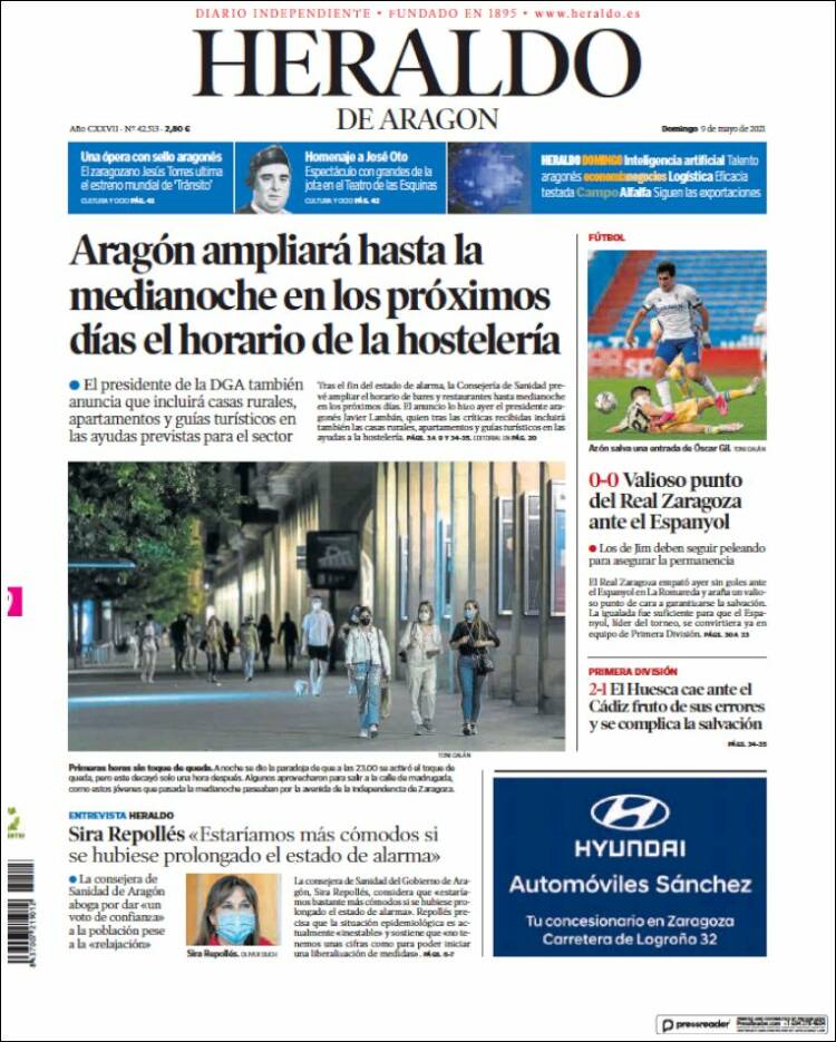 Portada Heraldo de Aragón