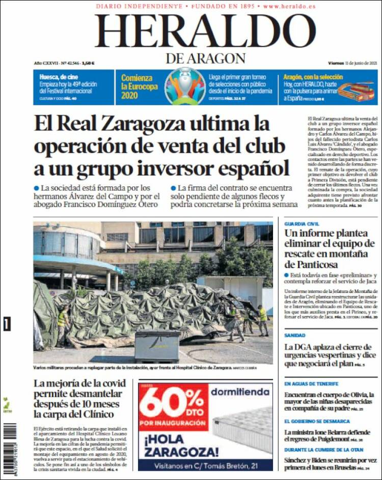 Portada Heraldo de Aragón
