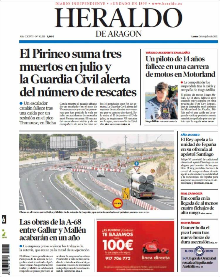 Portada Heraldo de Aragón
