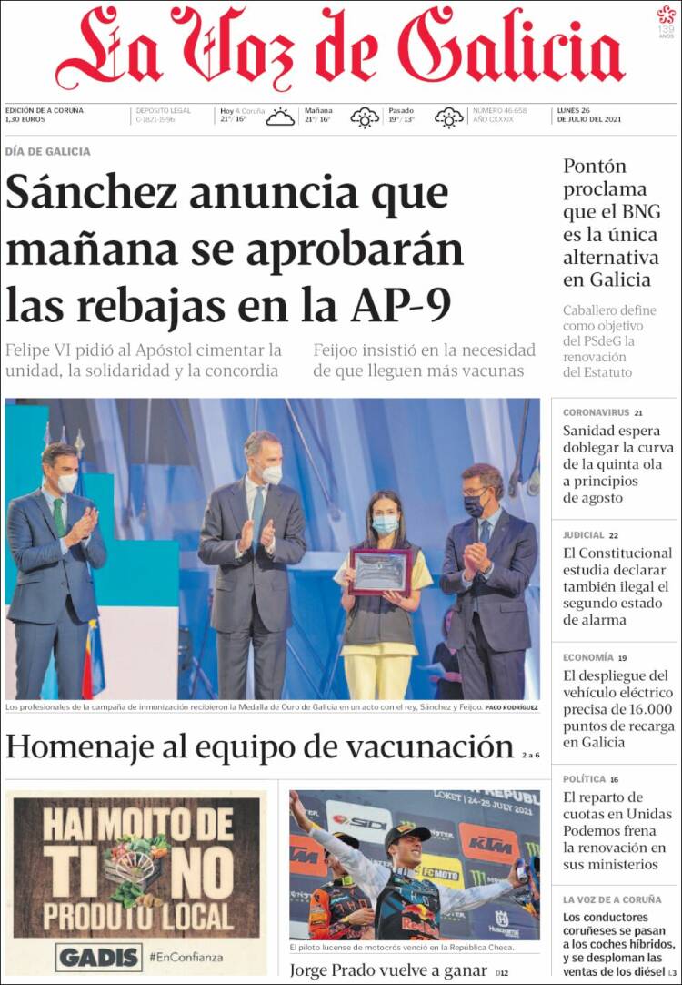 Portada La Voz de Galicia