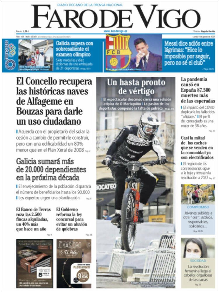 Portada FARO DE VIGO Hoy, edición impresa periódico Portada FARO DE VIGO Hoy, edición impresa periódico