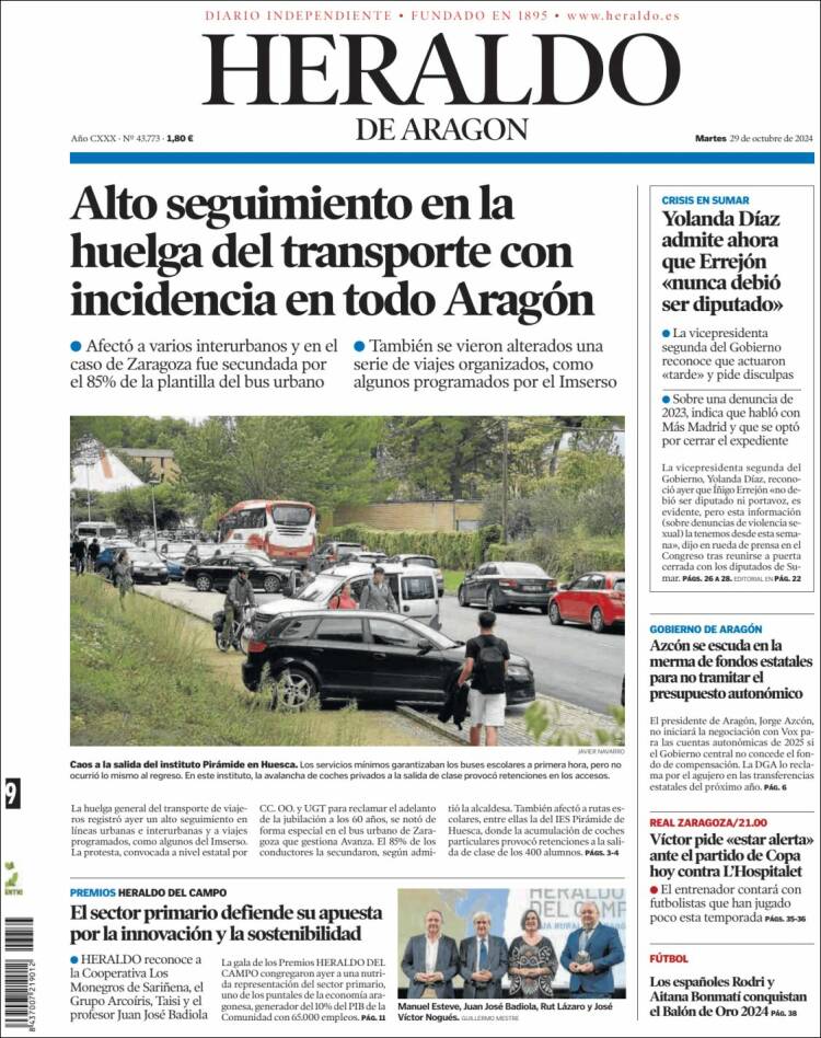 Portada Heraldo de Aragón