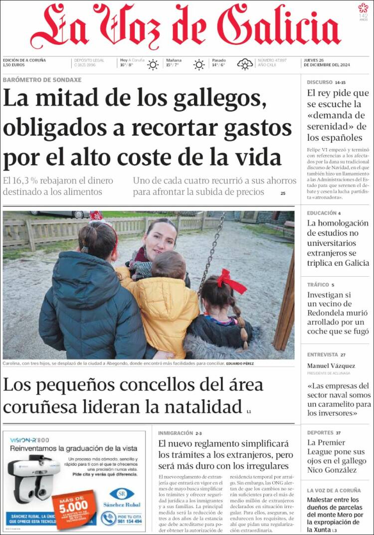 Portada La Voz de Galicia