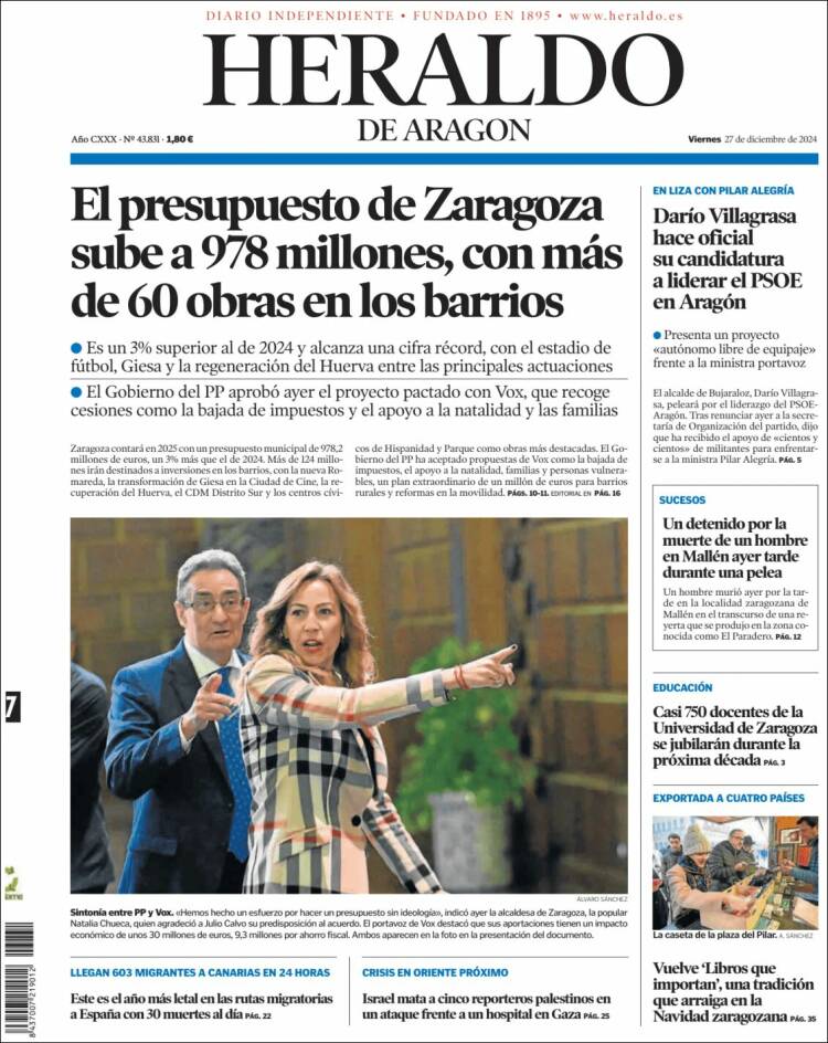 Portada Heraldo de Aragón