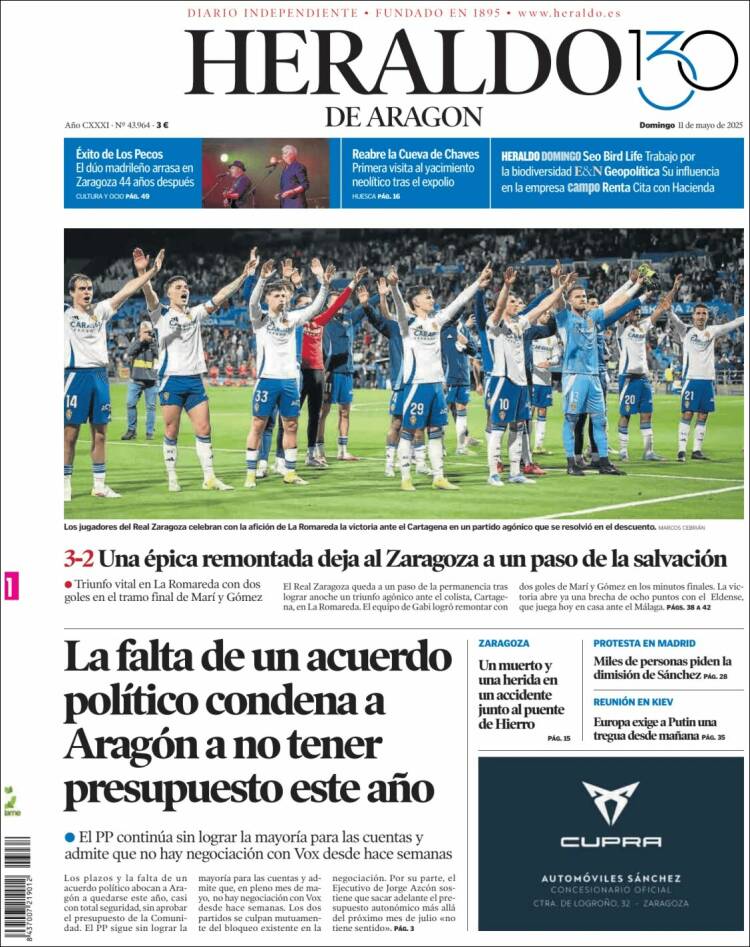 Portada Heraldo de Aragón