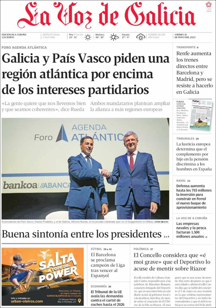Portada La Voz de Galicia