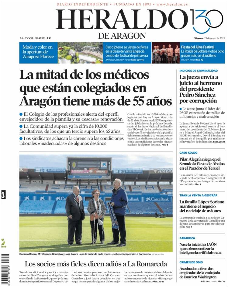 Portada Heraldo de Aragón