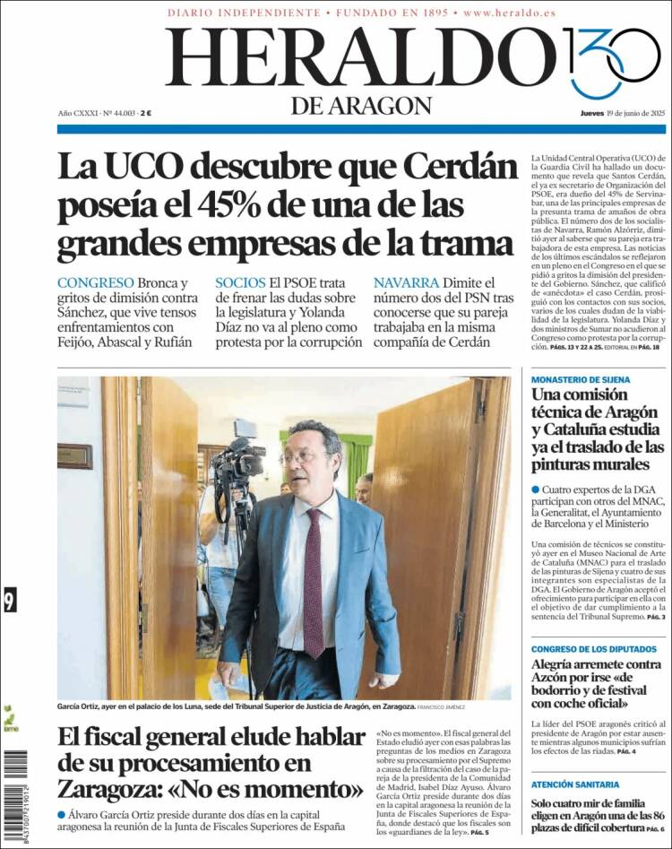 Portada Heraldo de Aragón