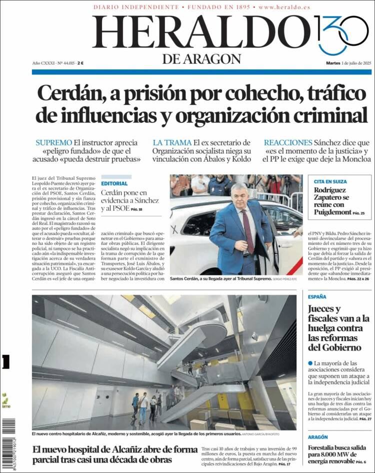 Portada Heraldo de Aragón