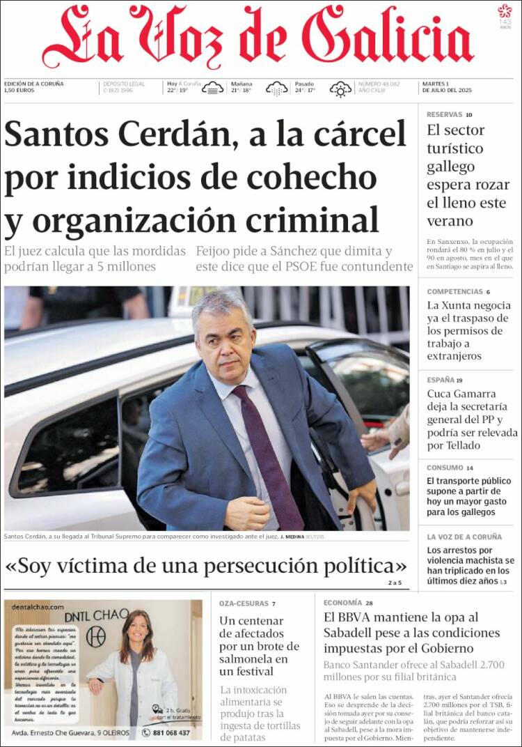 Portada La Voz de Galicia