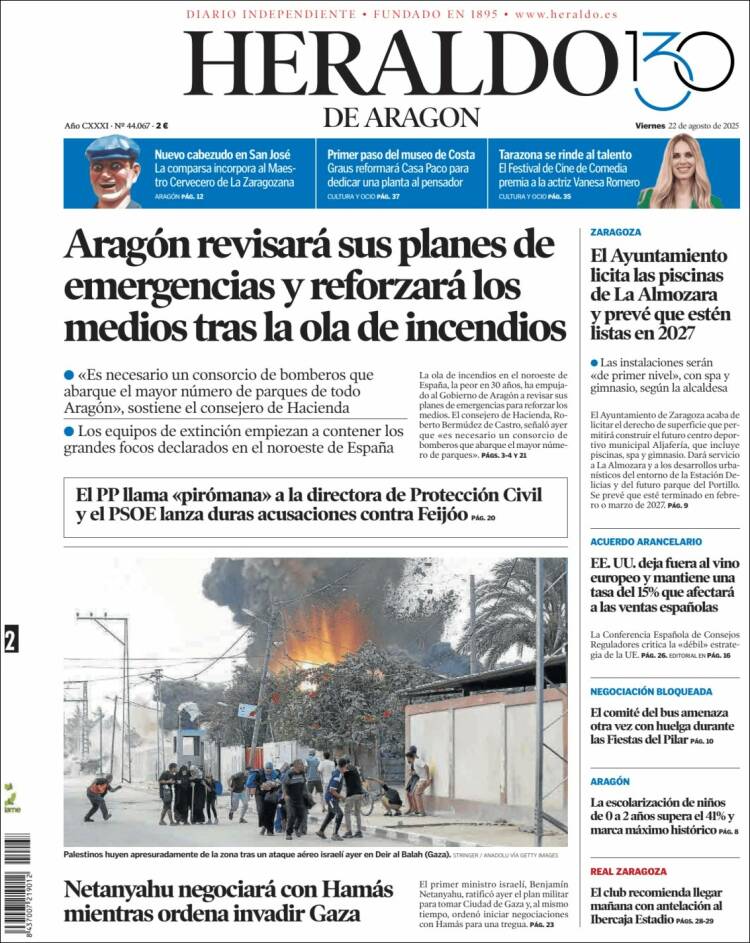 Portada Heraldo de Aragón