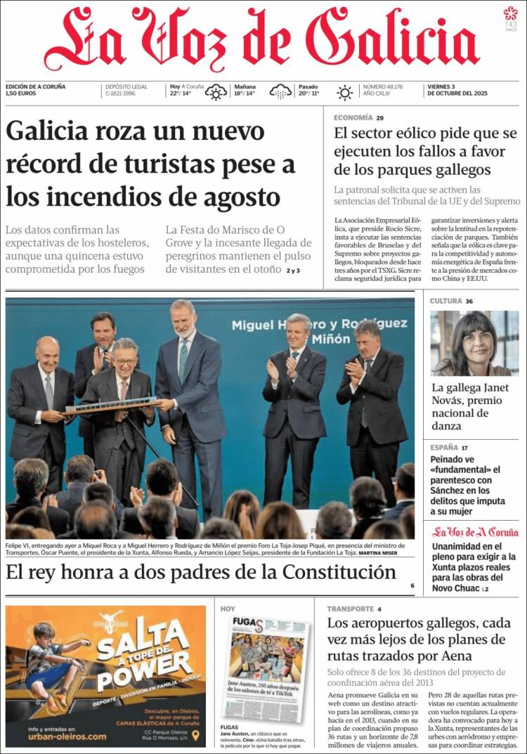 Portada La Voz de Galicia
