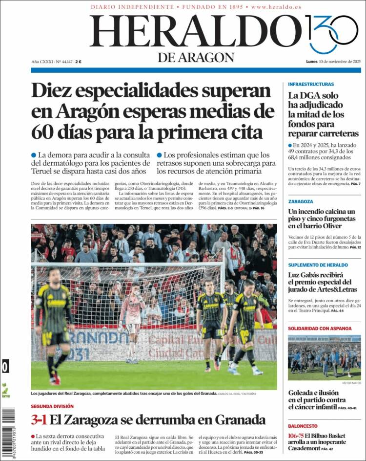 Portada Heraldo de Aragón