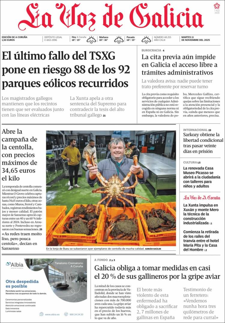 Portada La Voz de Galicia