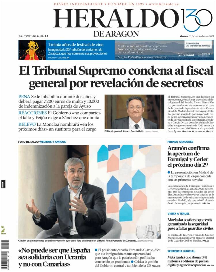Portada Heraldo de Aragón