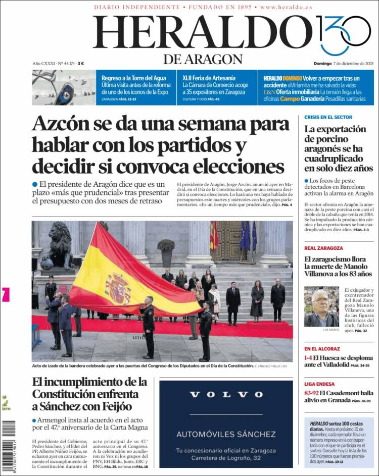Portada Heraldo de Aragón