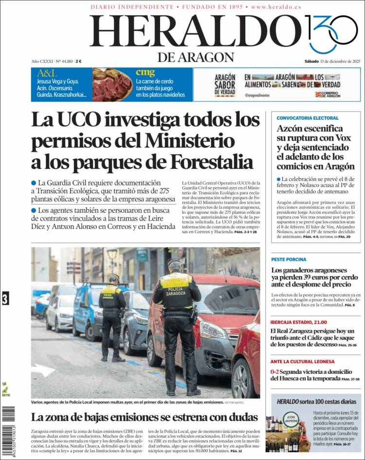 Portada Heraldo de Aragón