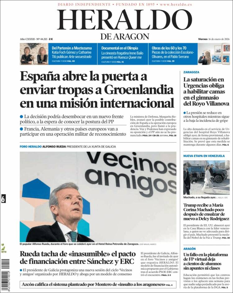 Portada Heraldo de Aragón