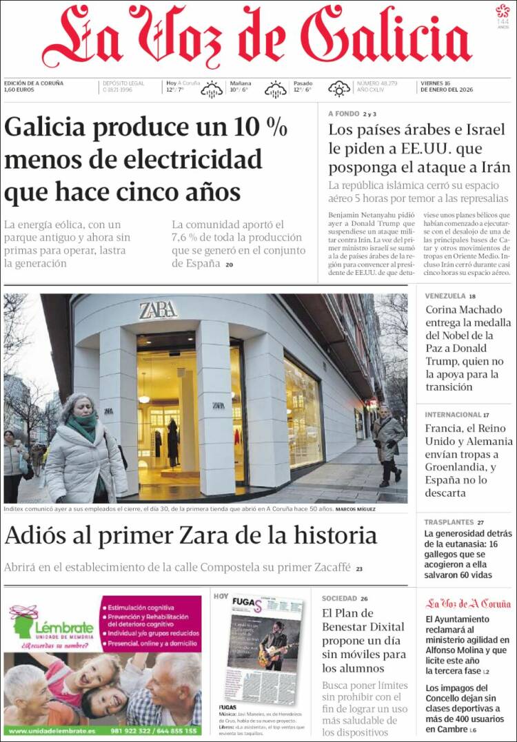 Portada La Voz de Galicia