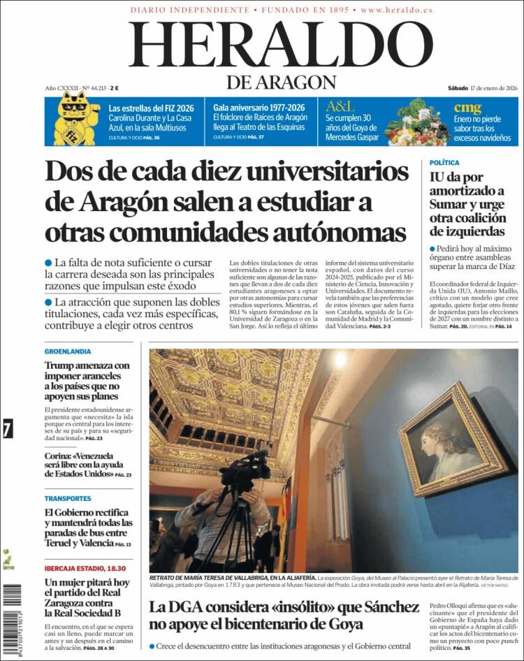 Portada Heraldo de Aragón
