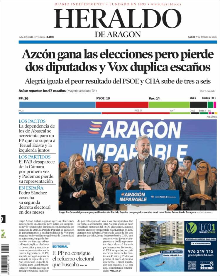 Portada Heraldo de Aragón