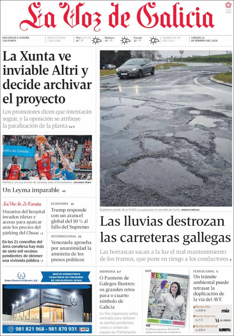 Portada La Voz de Galicia