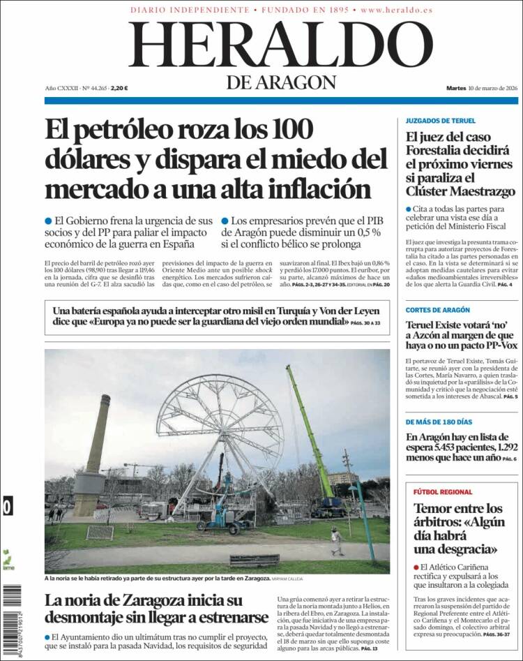 Portada Heraldo de Aragón