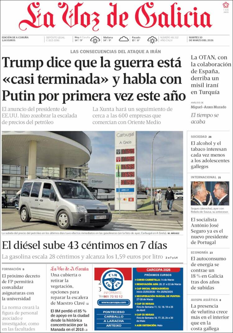 Portada La Voz de Galicia