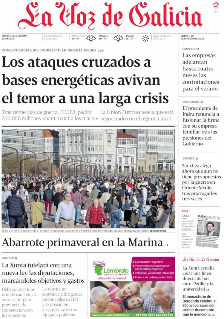 Portada La Voz de Galicia