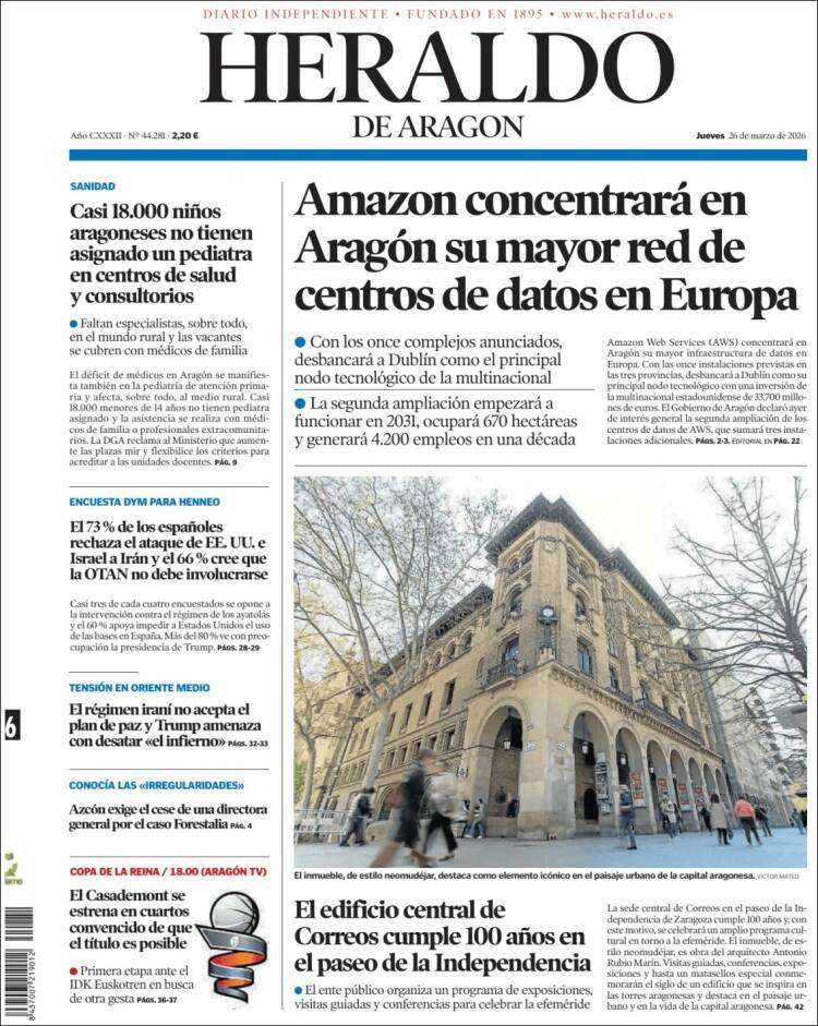 Portada Heraldo de Aragón