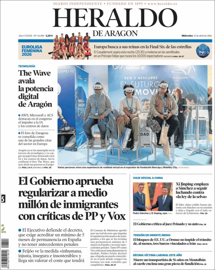 Portada Heraldo de Aragón