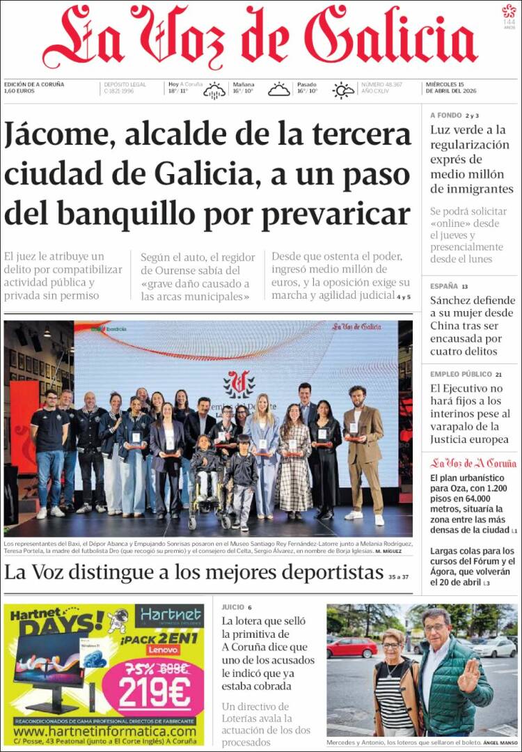 Portada La Voz de Galicia
