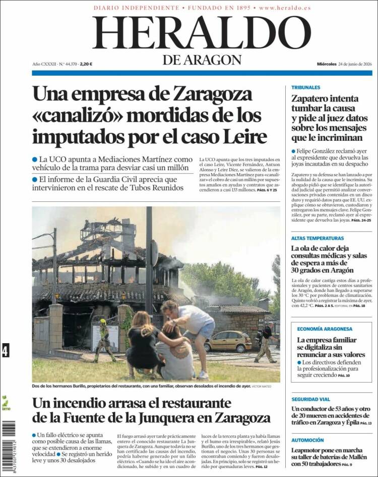Portada Heraldo de Aragón