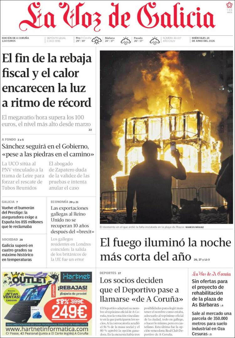 Portada La Voz de Galicia