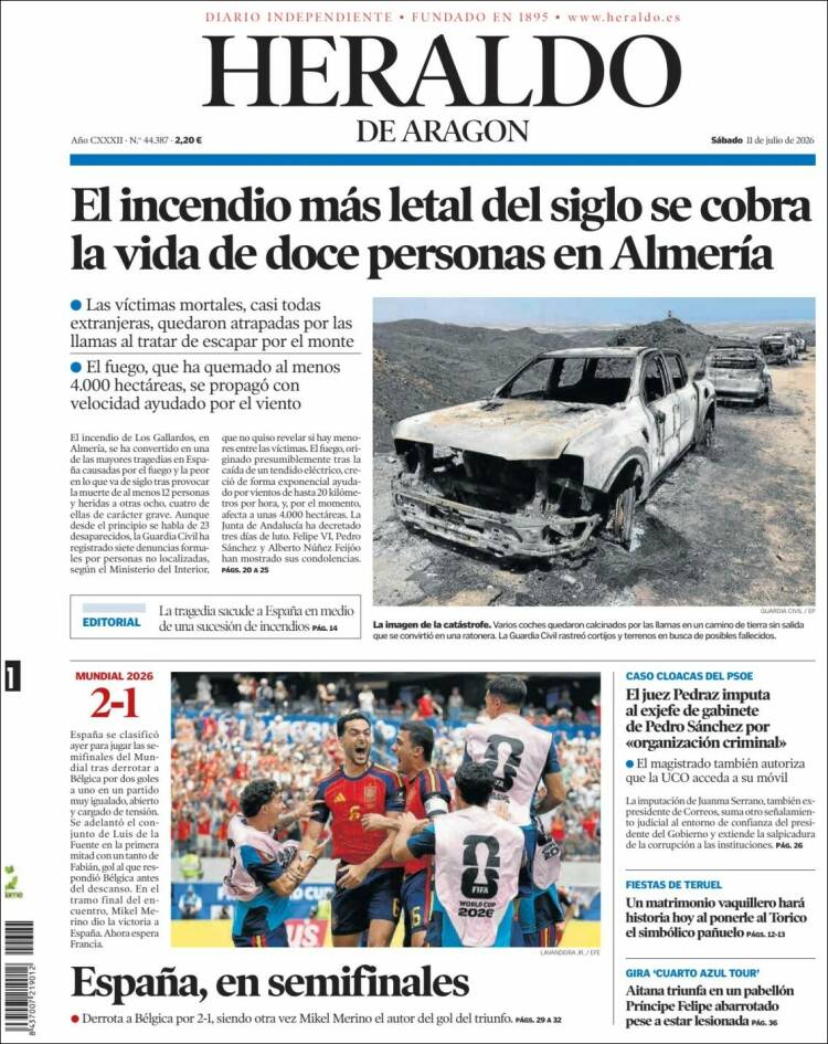 Portada Heraldo de Aragón
