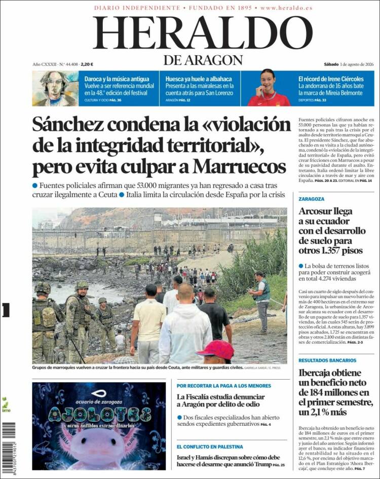 Portada Heraldo de Aragón