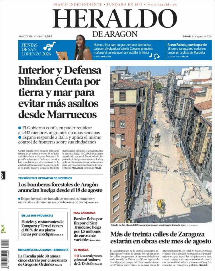 Portada Heraldo de Aragón
