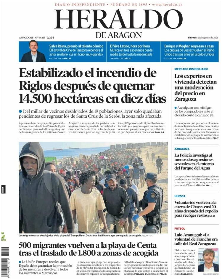 Portada Heraldo de Aragón