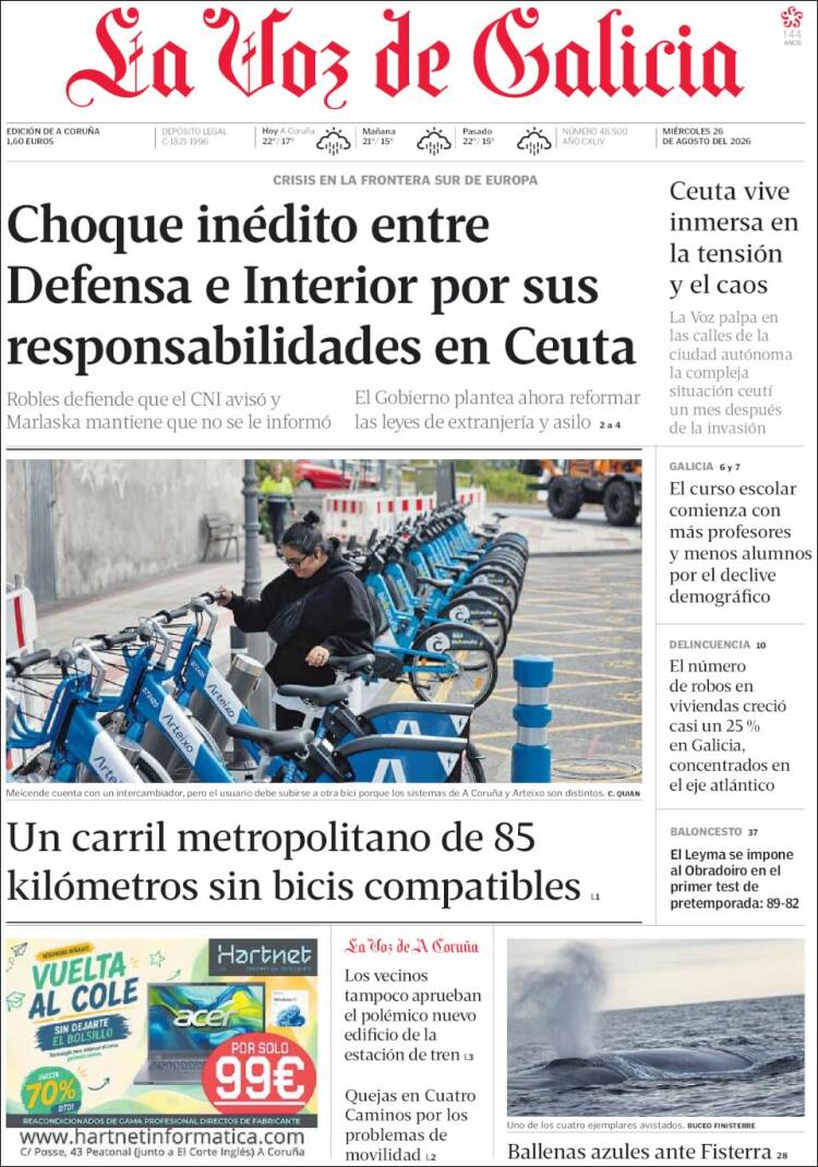 Portada La Voz de Galicia
