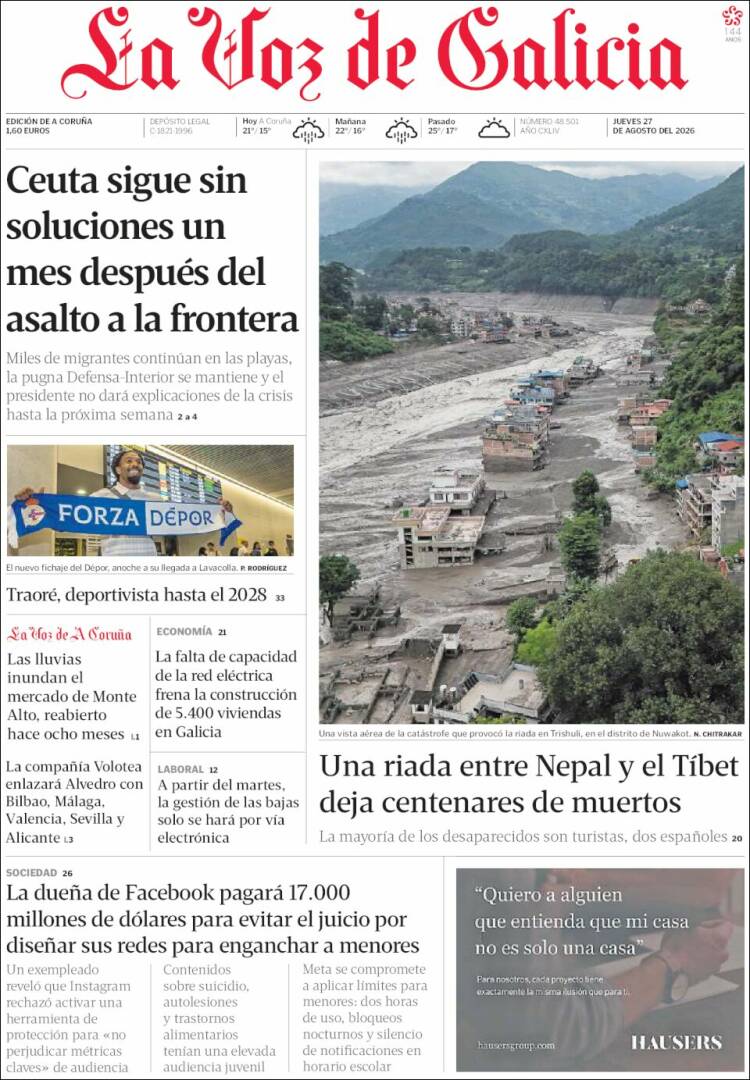 Portada La Voz de Galicia