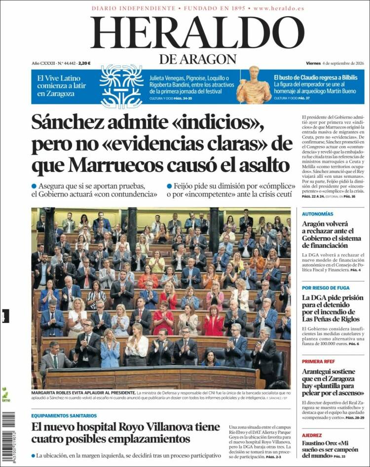 Portada Heraldo de Aragón