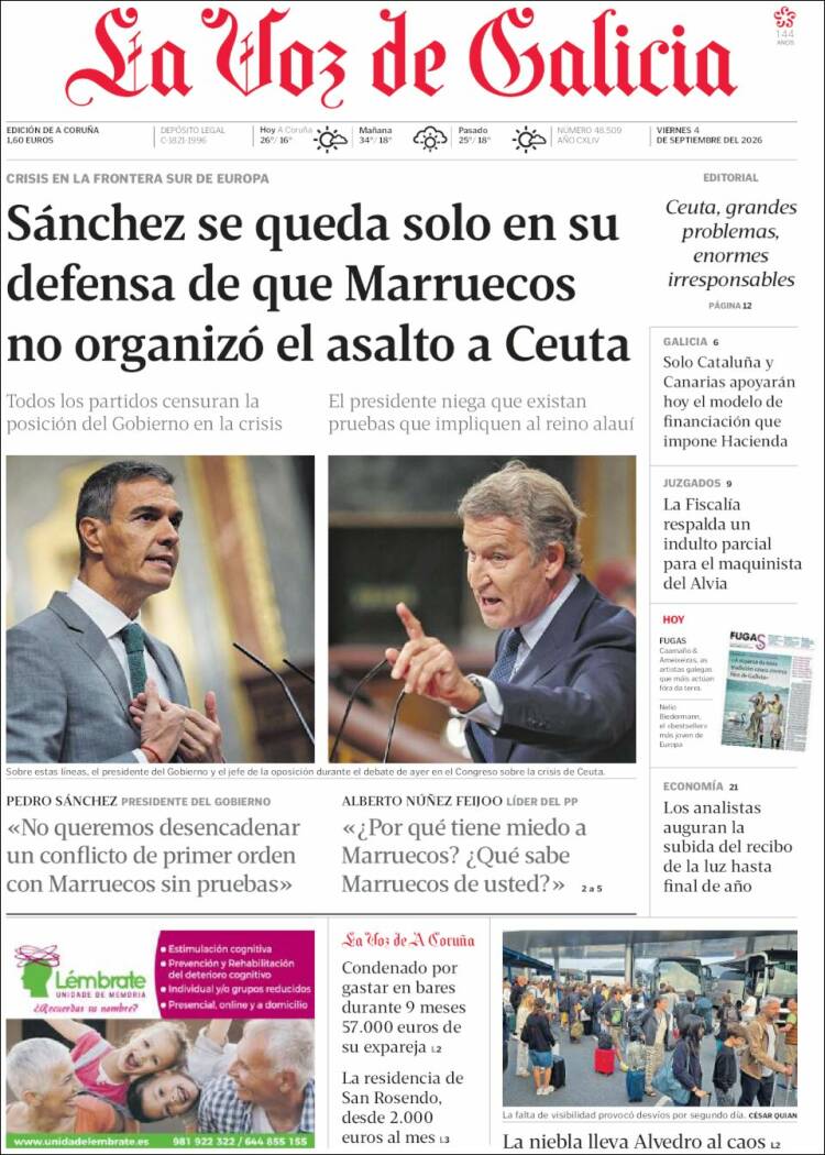 Portada La Voz de Galicia