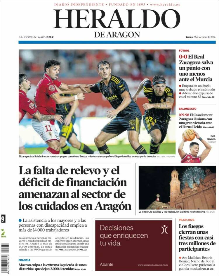 Portada Heraldo de Aragón